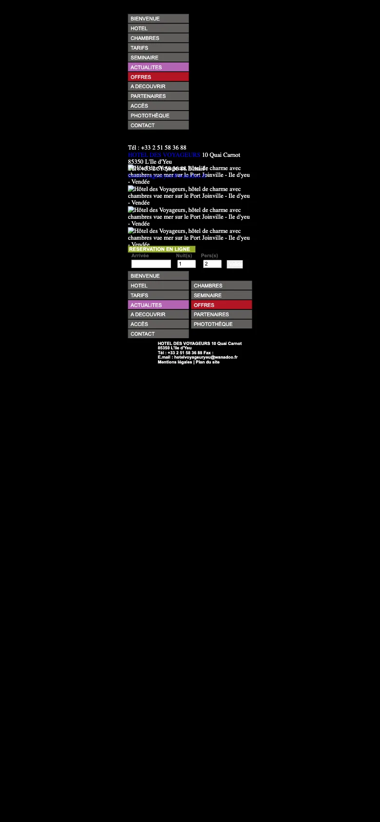 Capture mobile du site actuel : page noire sans mise en forme, images cassées